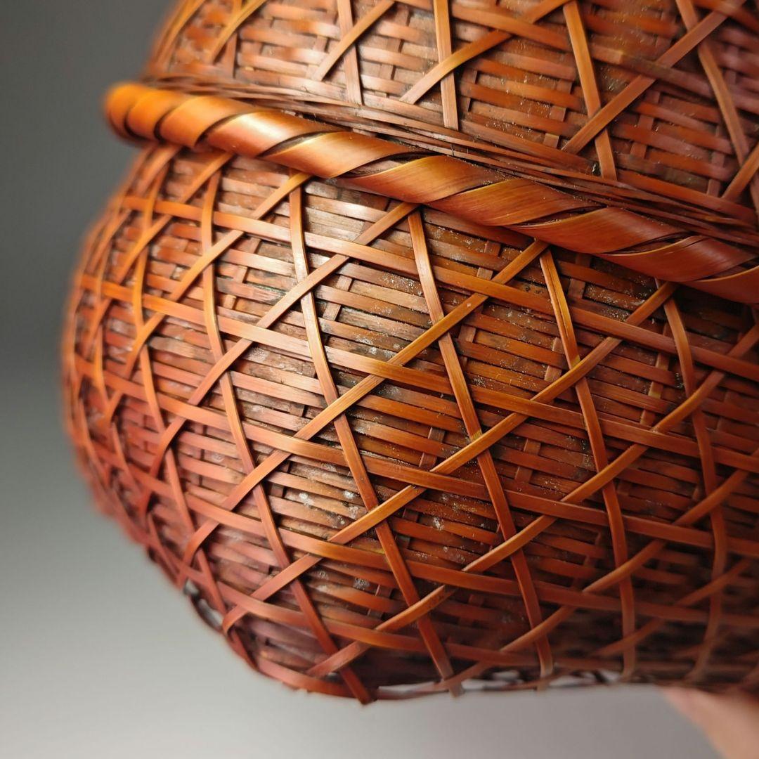 ウ312 茶籠『吉川日月作』『竹製　御所篭　共箱　茶道具』野点籠