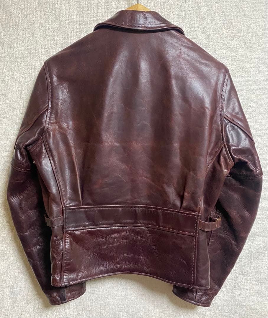 r*a様 AERO LEATHER エアロレザー ハーフベルト 34 バーガンデ