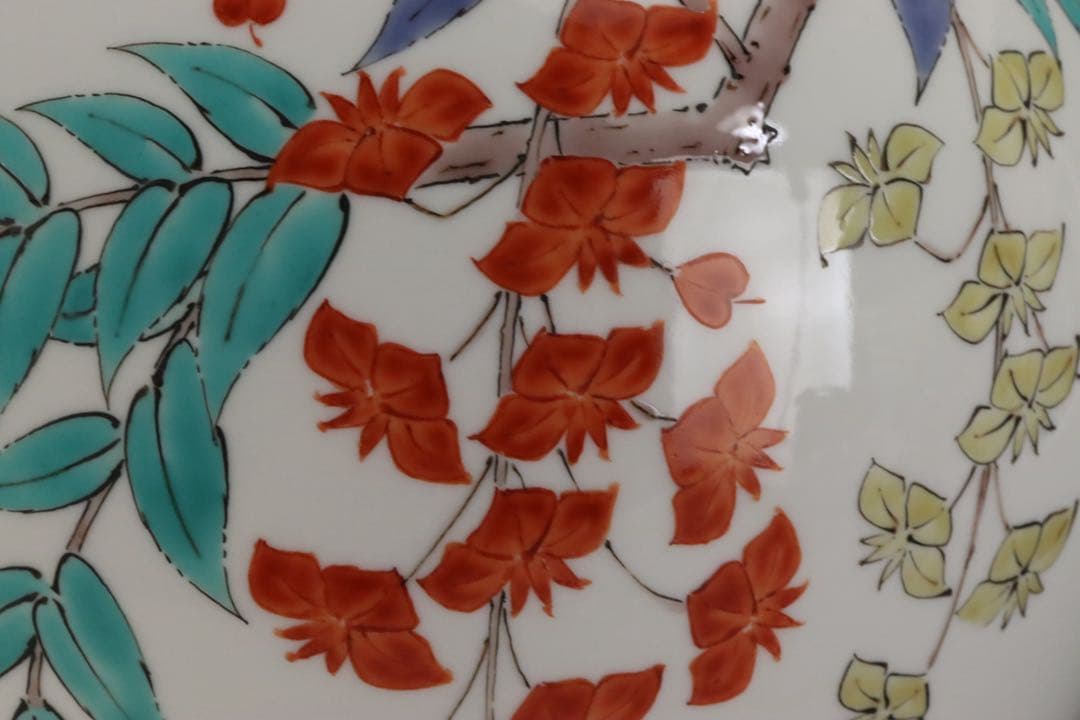 人間国宝 十四代 酒井田柿右衛門 本人最上位作 濁手 藤花文花瓶 共箱 共布 栞