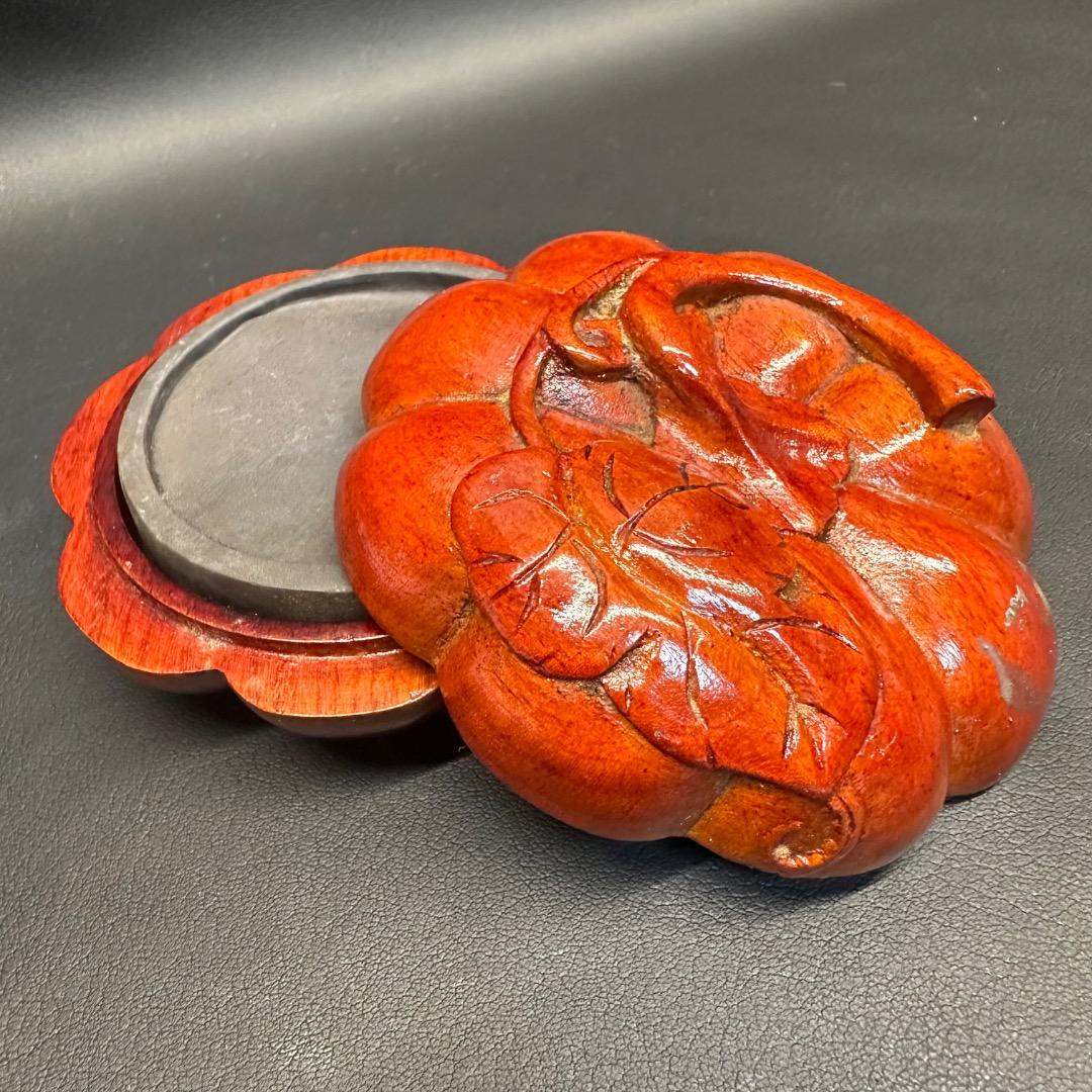 ♡Ea右1004 時代 硯 すずり 中国 端渓硯 南瓜 習字道具