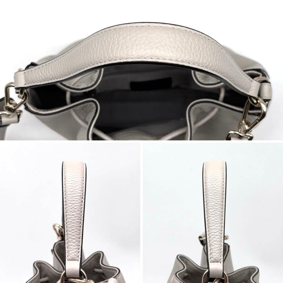 ✨極美品✨フルラ　アテナ　ショルダーバッグ　2WAY　アーチロゴ　巾着　グレー