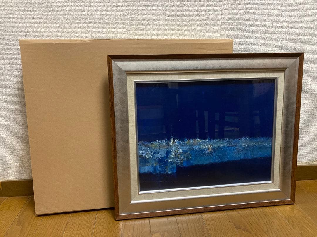 油彩　油絵　海峡　[江草修] 裏書サイン有　美術年鑑掲載作家　Ｆ６号