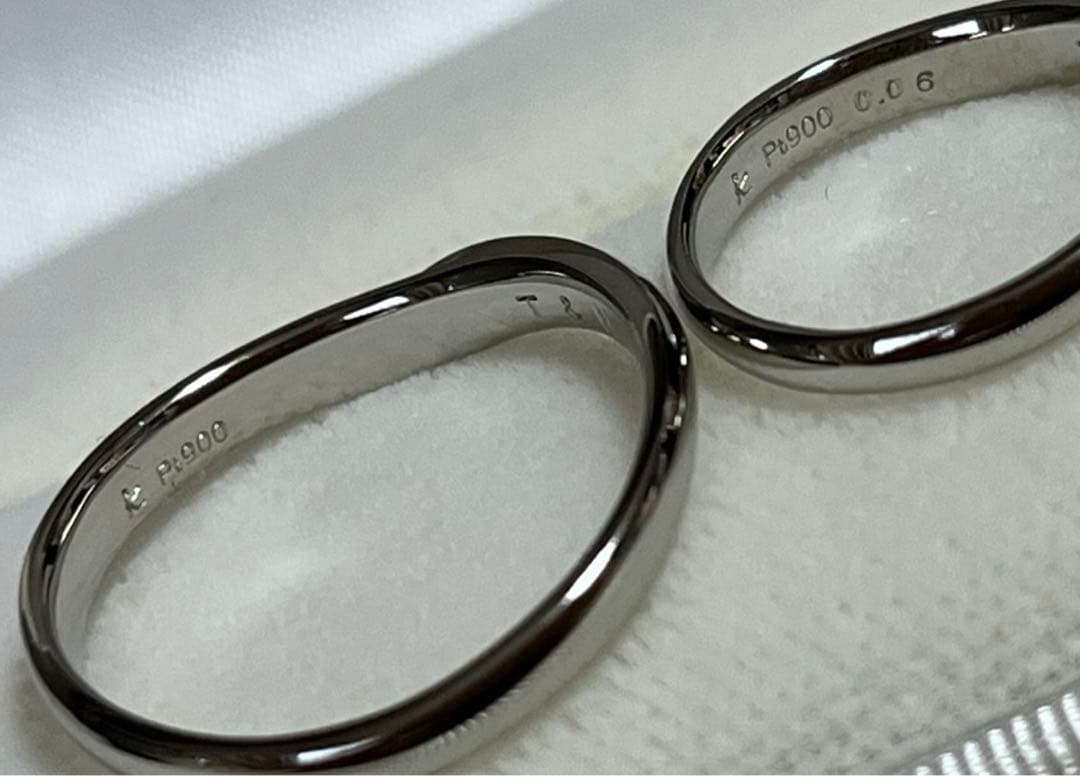 未使用★結婚指輪プラチナ900ダイヤモンド、組曲ペア