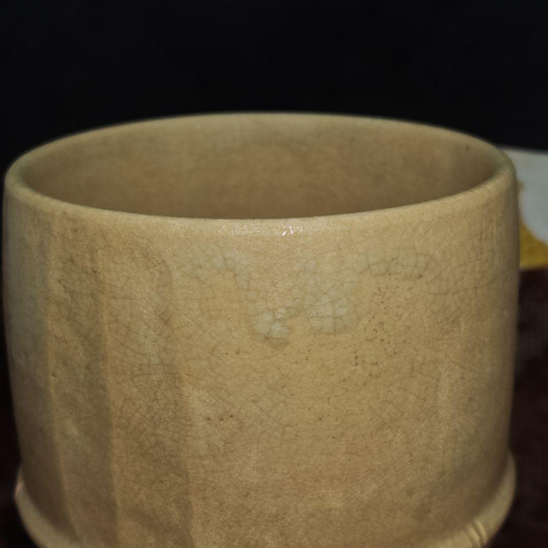 古朝日焼胴紐筒茶碗(元箱、元仕覆残欠、包古布付)