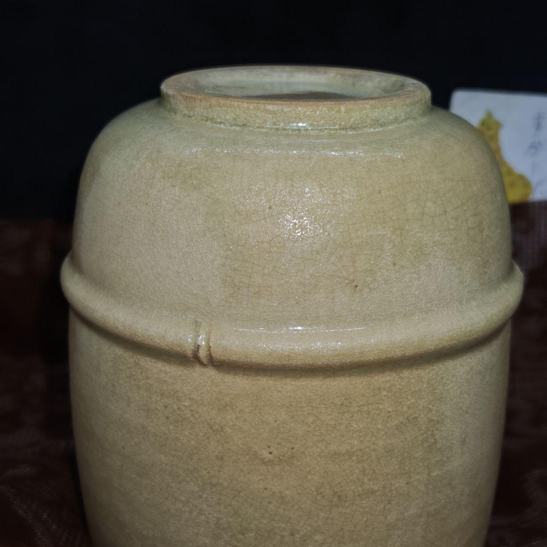 古朝日焼胴紐筒茶碗(元箱、元仕覆残欠、包古布付)