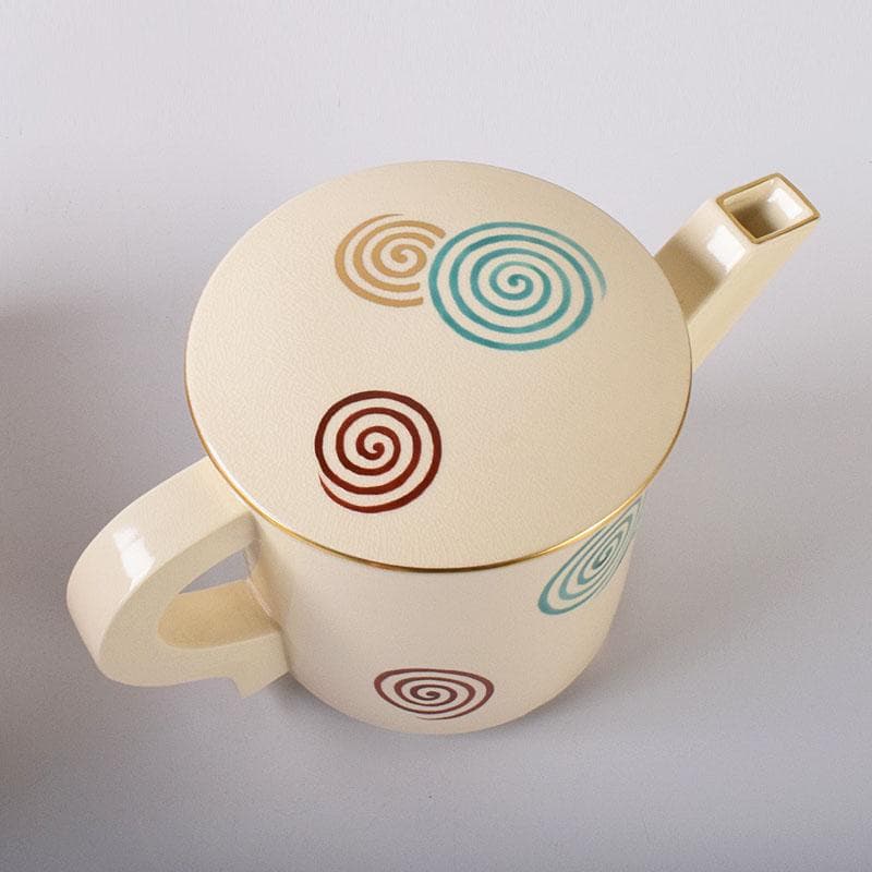 茶道具　京焼　清水焼　橋本城岳造　仁清写　色絵渦巻文　水次　共箱　N7586C