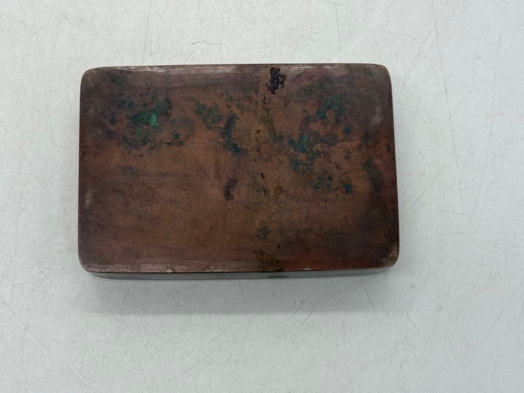 中国　民国期　姚華作(号　茫父) 銅製墨箱　文房具　刻款　名人作　251221