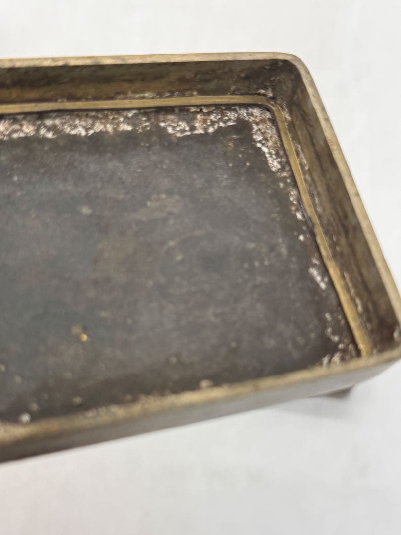 中国　民国期　姚華作(号　茫父) 銅製墨箱　文房具　刻款　名人作　251221