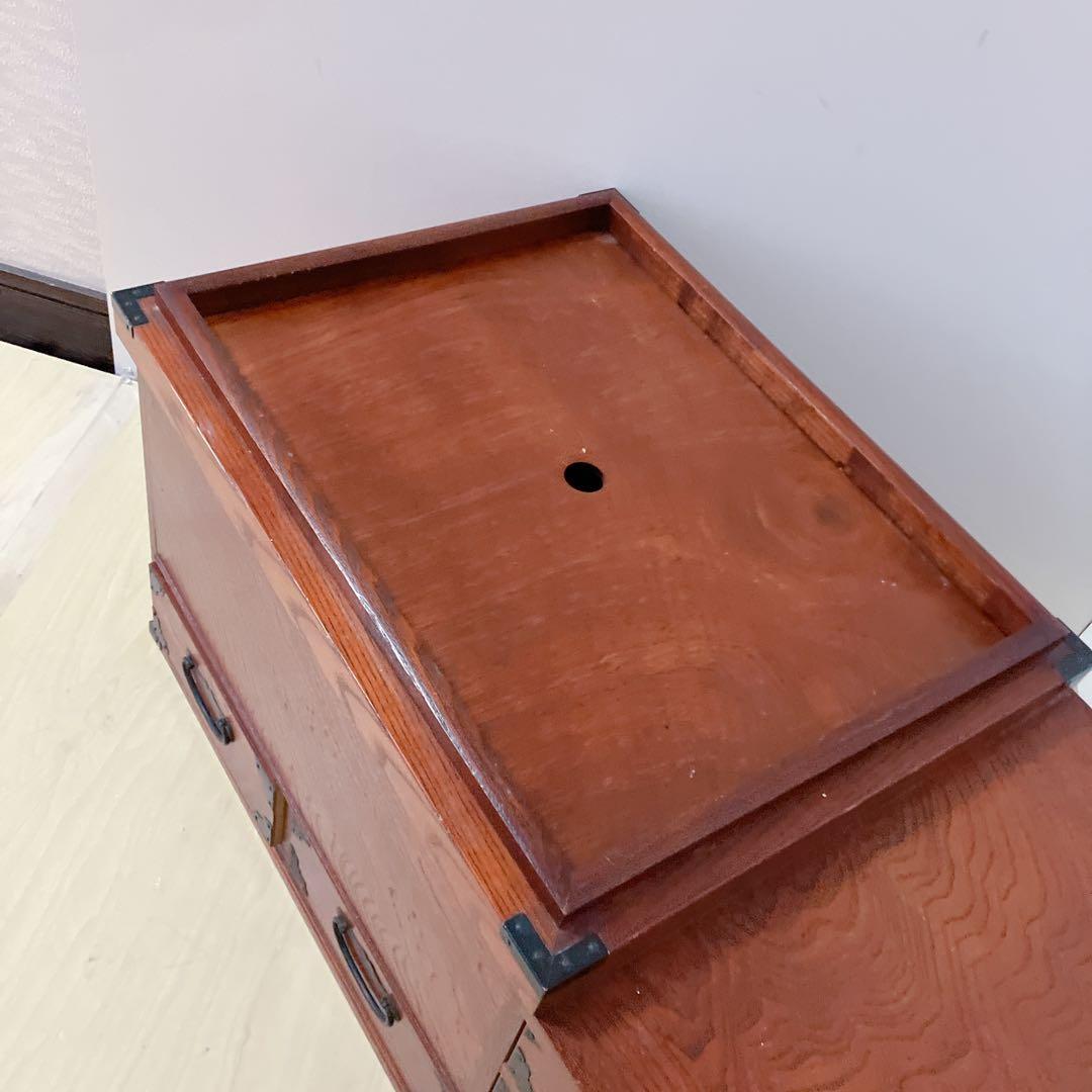 囲炉裏　木製　火鉢　火箸　灰付き　アンティーク　囲炉裏テーブル　古民具 和用具