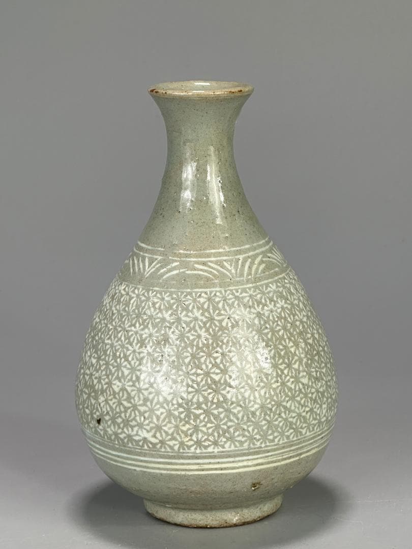 韓国美術　李朝時代　李朝　白象嵌花卉文　粉引　徳利　時代　古物　朝鮮古陶磁