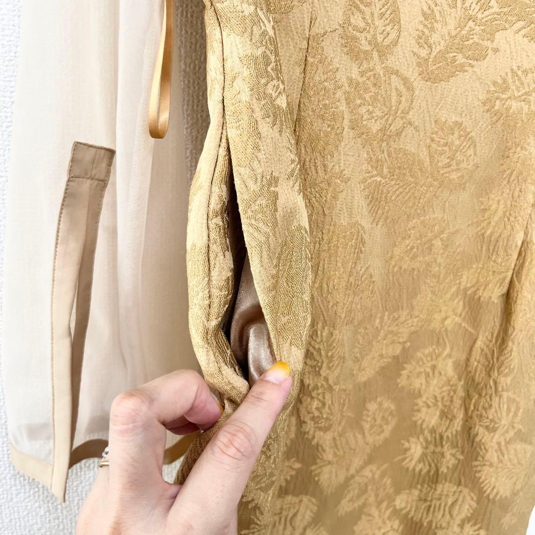 AIMER チュール　シアー　パーティドレス　ジャガード　Iライン　イエロー