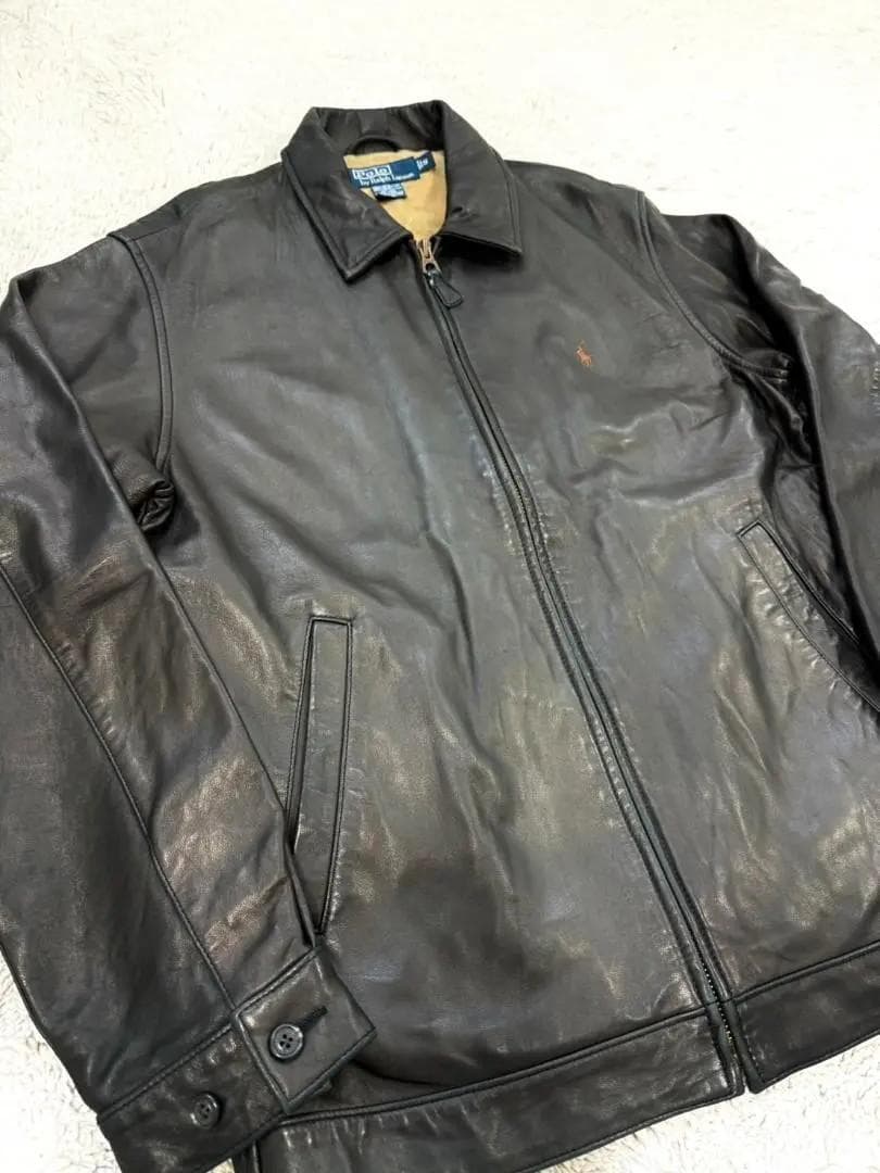 【希少Sサイズ】ラルフローレン/レザー/スイングトップ/S/ブラック/黒/ポニー