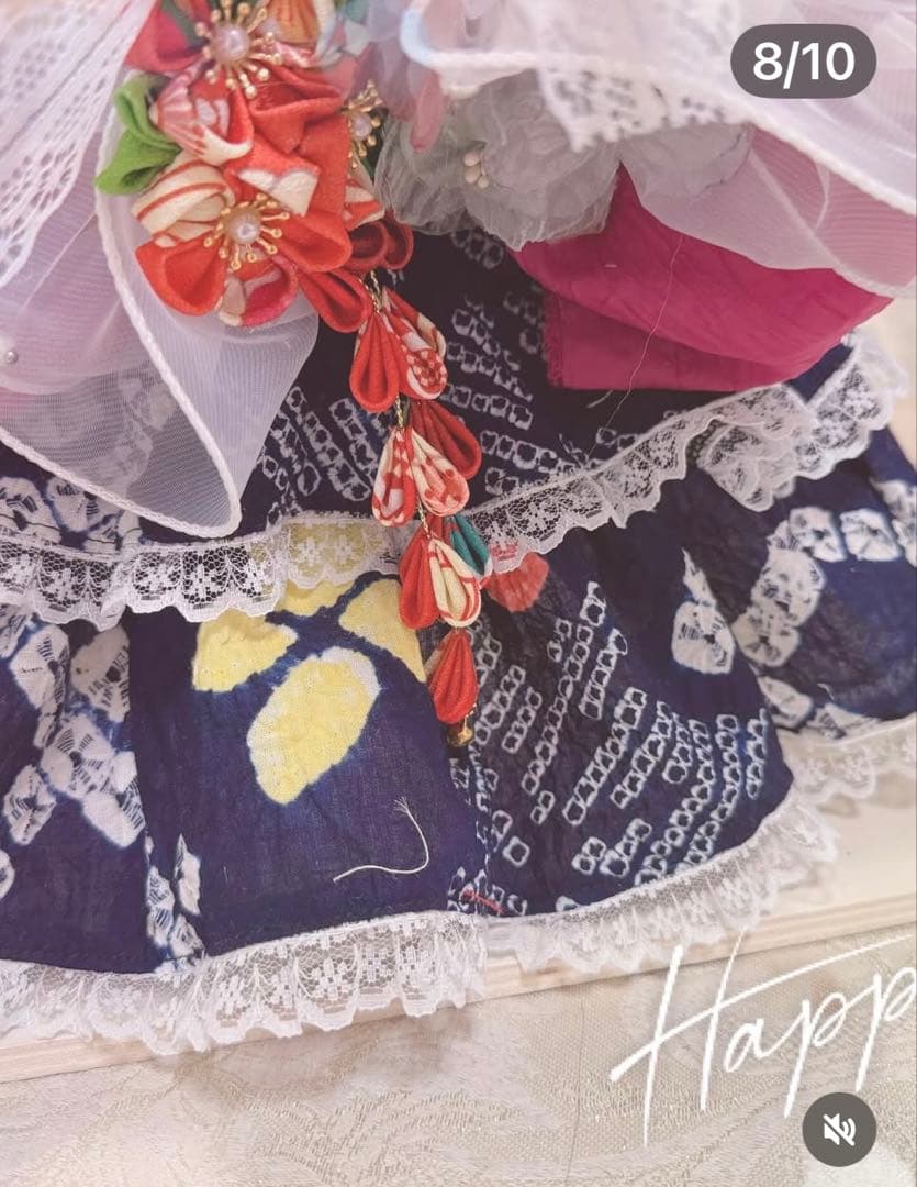 F4.pon2pan2☆犬現品有松絞り浴衣☆犬浴衣☆