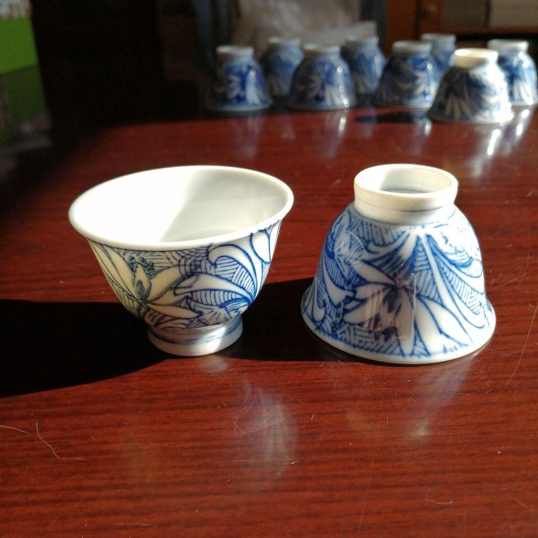 京焼　染付煎茶碗　10客　5.8cm　昭和中期