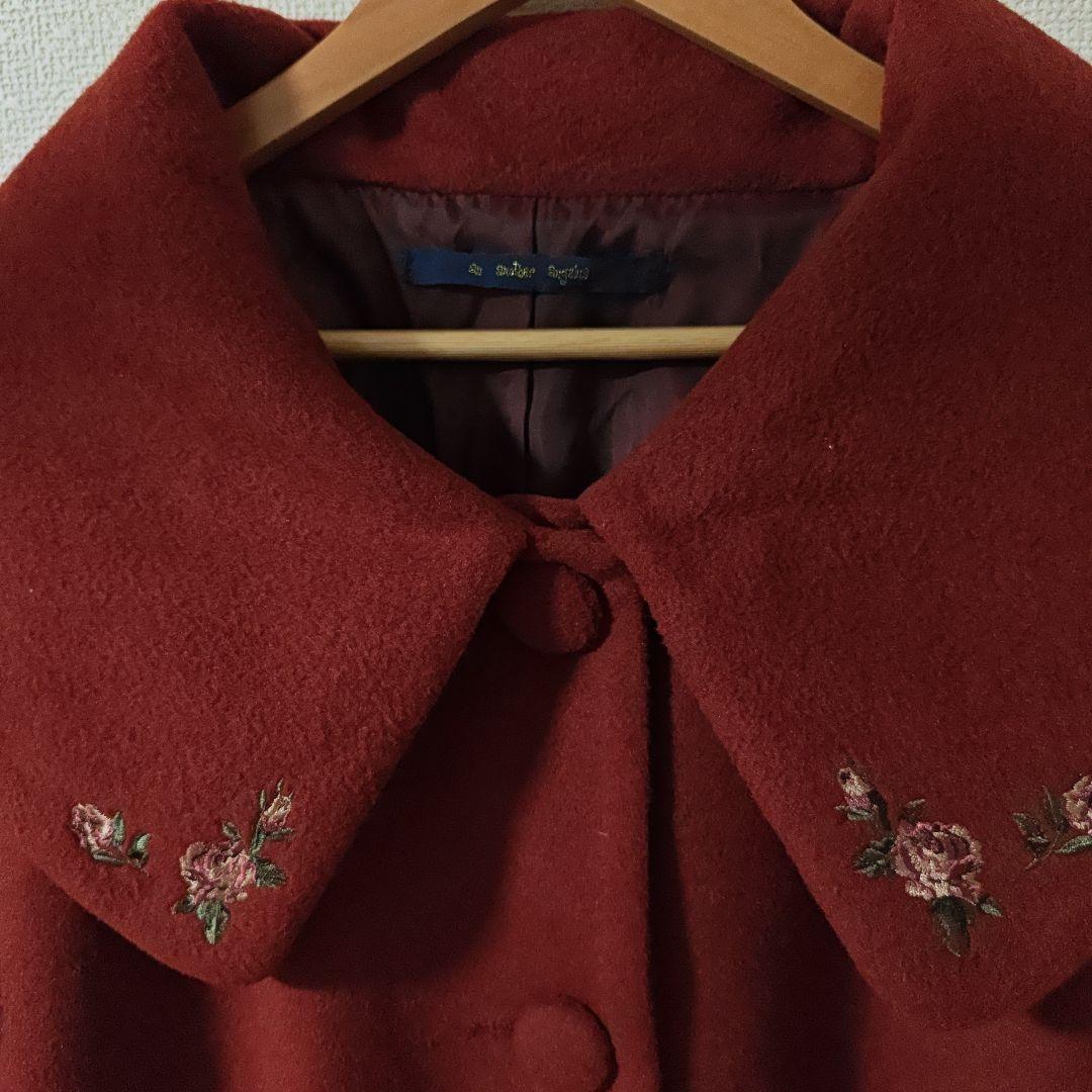 ローズ刺繍ビッグカラーオーバーコート/an another angelus
