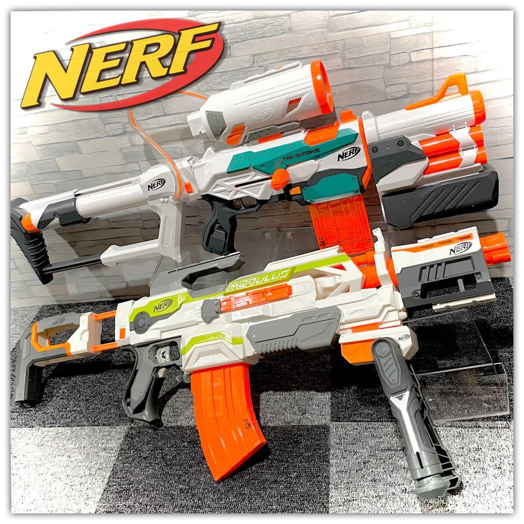 ナーフ 電動とコッキングの2台セットです‼︎ 通常弾、メガ弾、ロケット弾発射可能‼︎