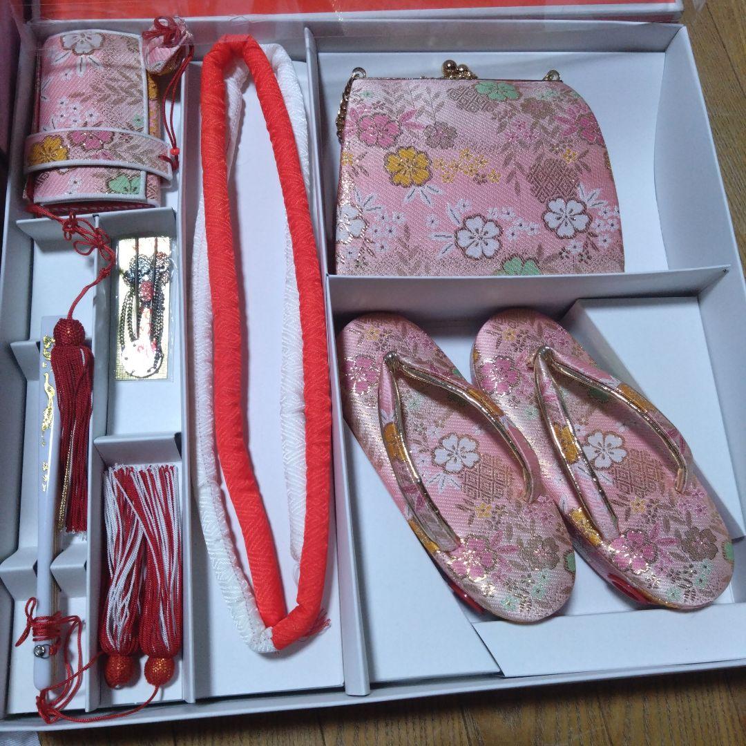 七五三★帯.バッグ.草履.筥迫.ピンク花柄