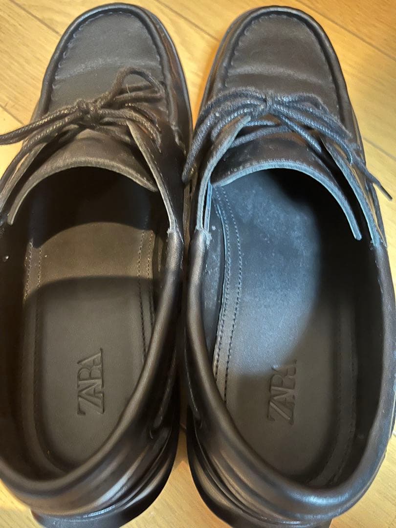 Noda416 ZARA ビブラムソールレザーデッキシューズ 27cm