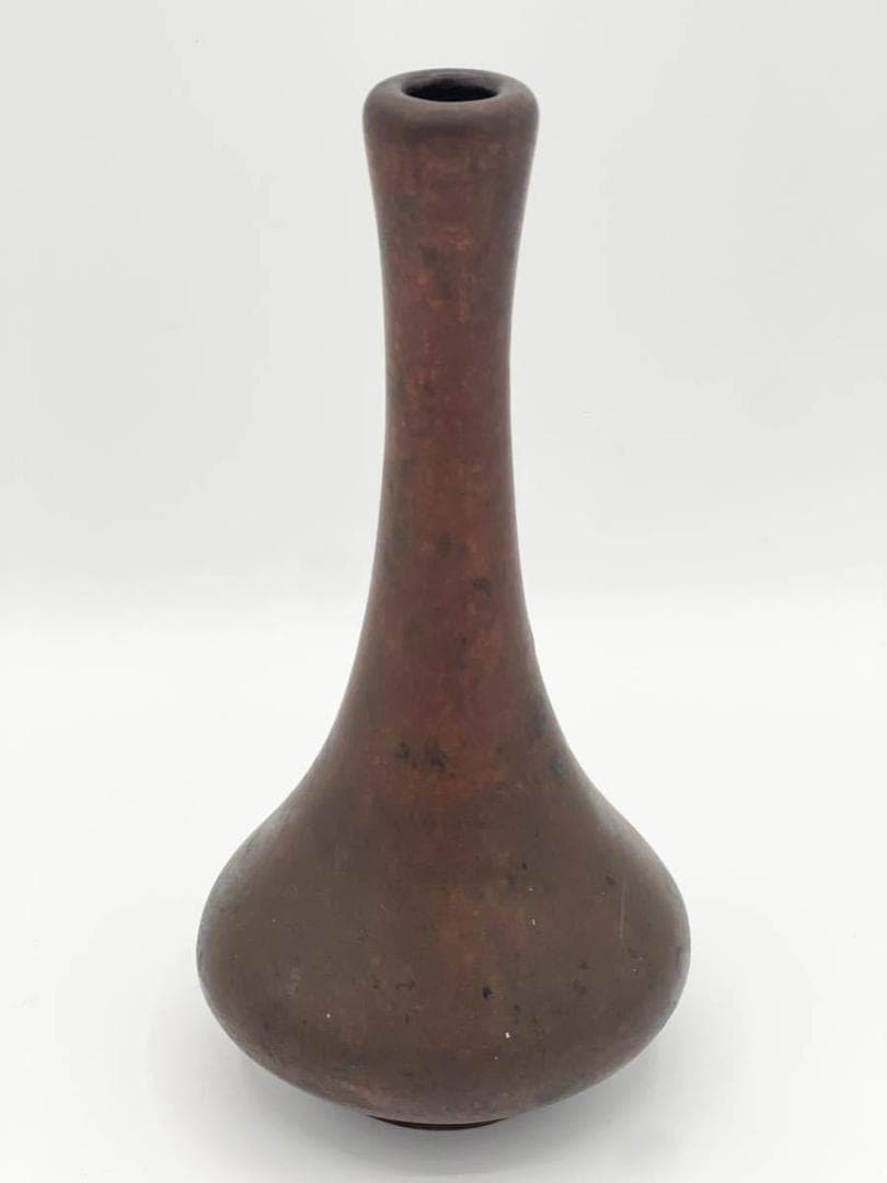 亀文堂 花瓶 胡麻斑天牛 金色 刻印 宣徳銅 象嵌 虫盛上 一輪