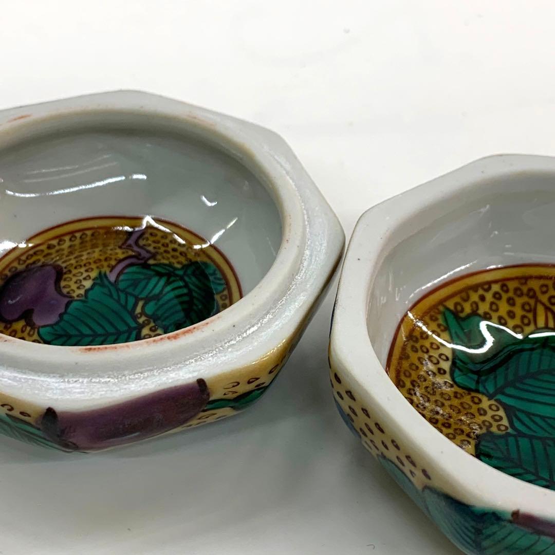 【香合　九谷焼　八角形　瓢箪文】相上芳景　圓山窯造