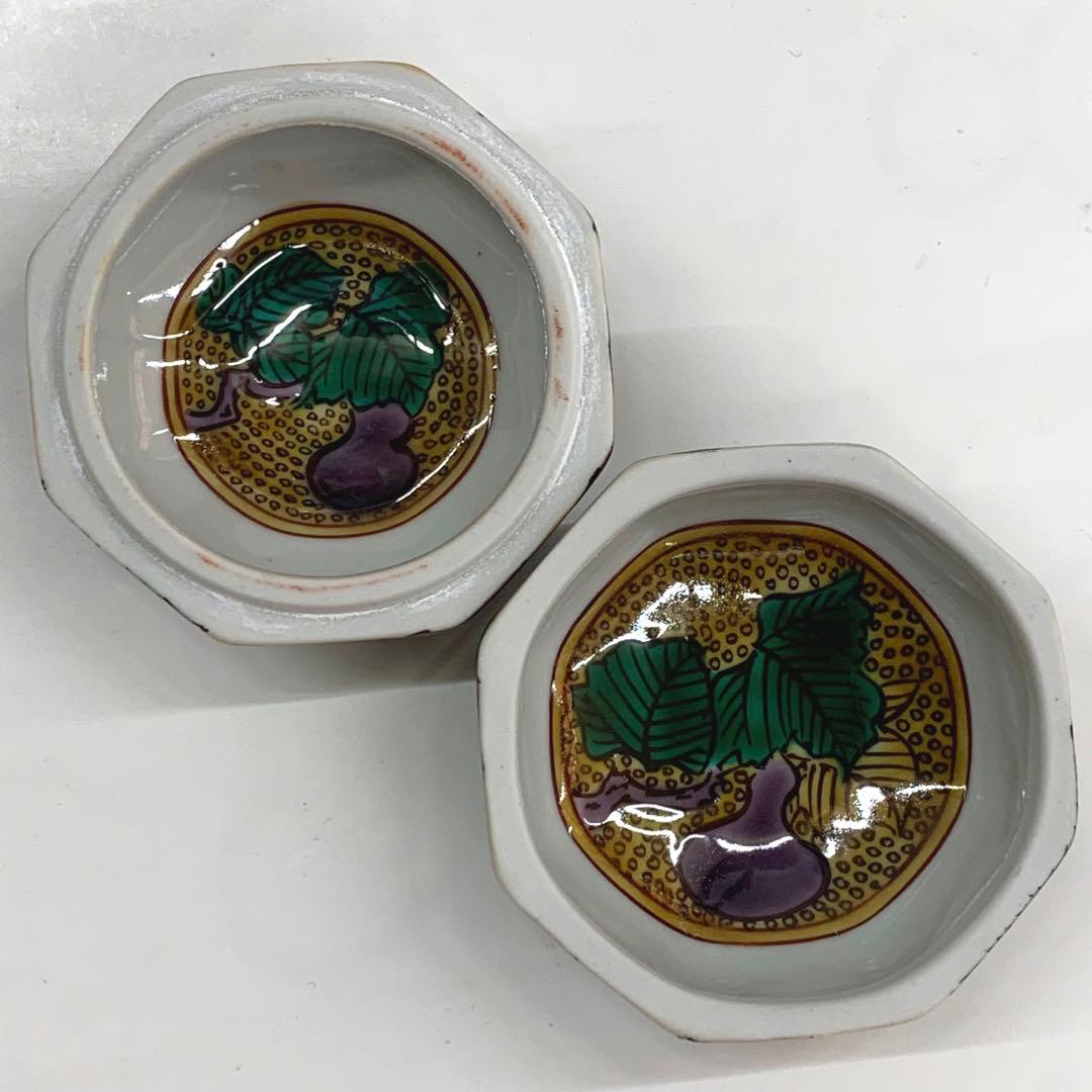 【香合　九谷焼　八角形　瓢箪文】相上芳景　圓山窯造