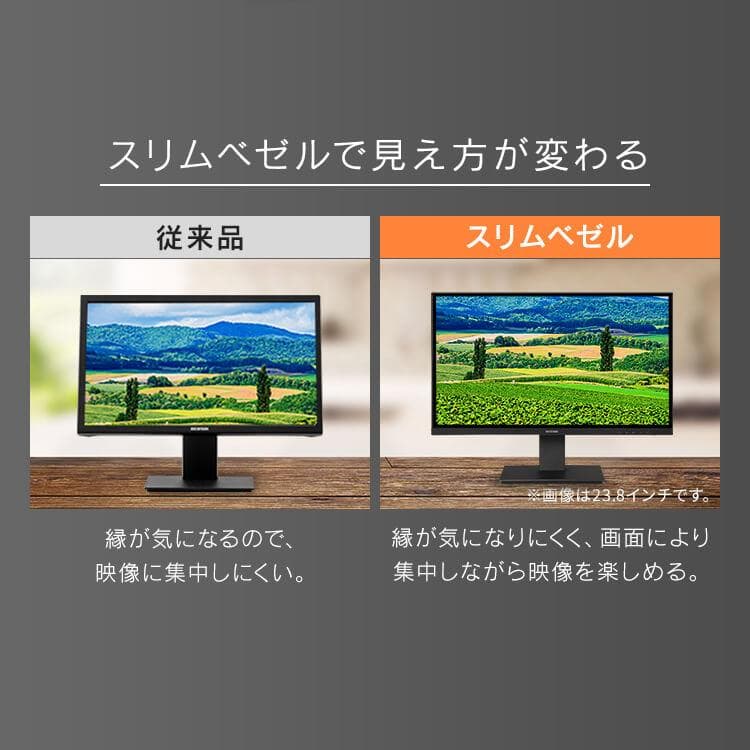 ★23.8型★ フルHD モニター アイリスオーヤマ VAパネル 白 他カラー有