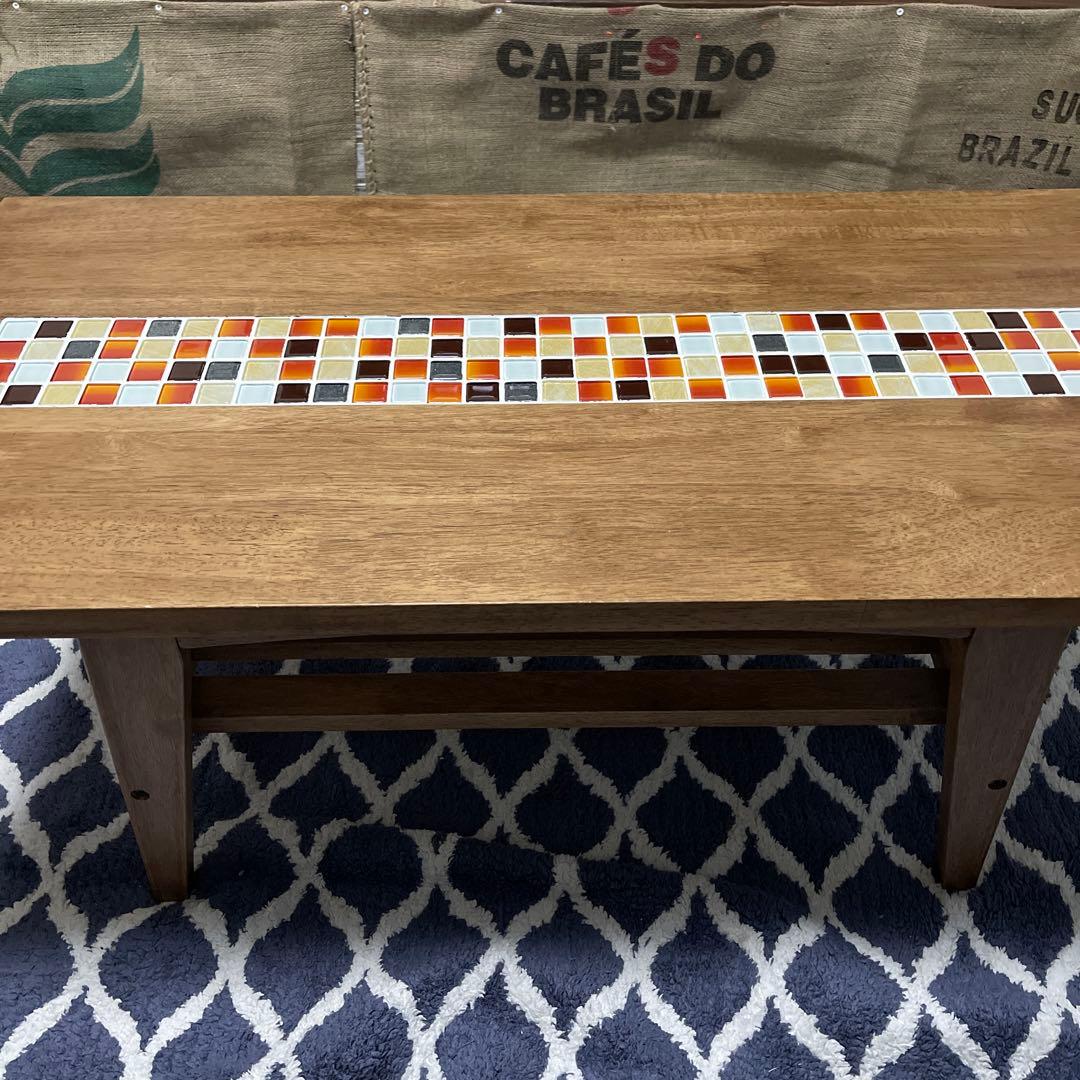 【美品】大川家具 タイル付き テスタ TESTA センターテーブル 可愛い