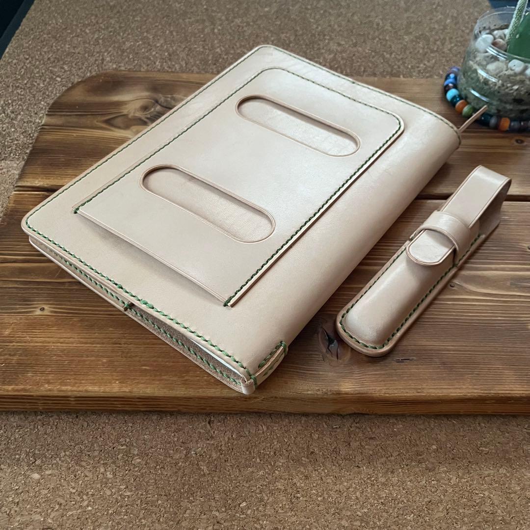 ヌメ革のA5サイズ 手帳カバー117 ペンケース65