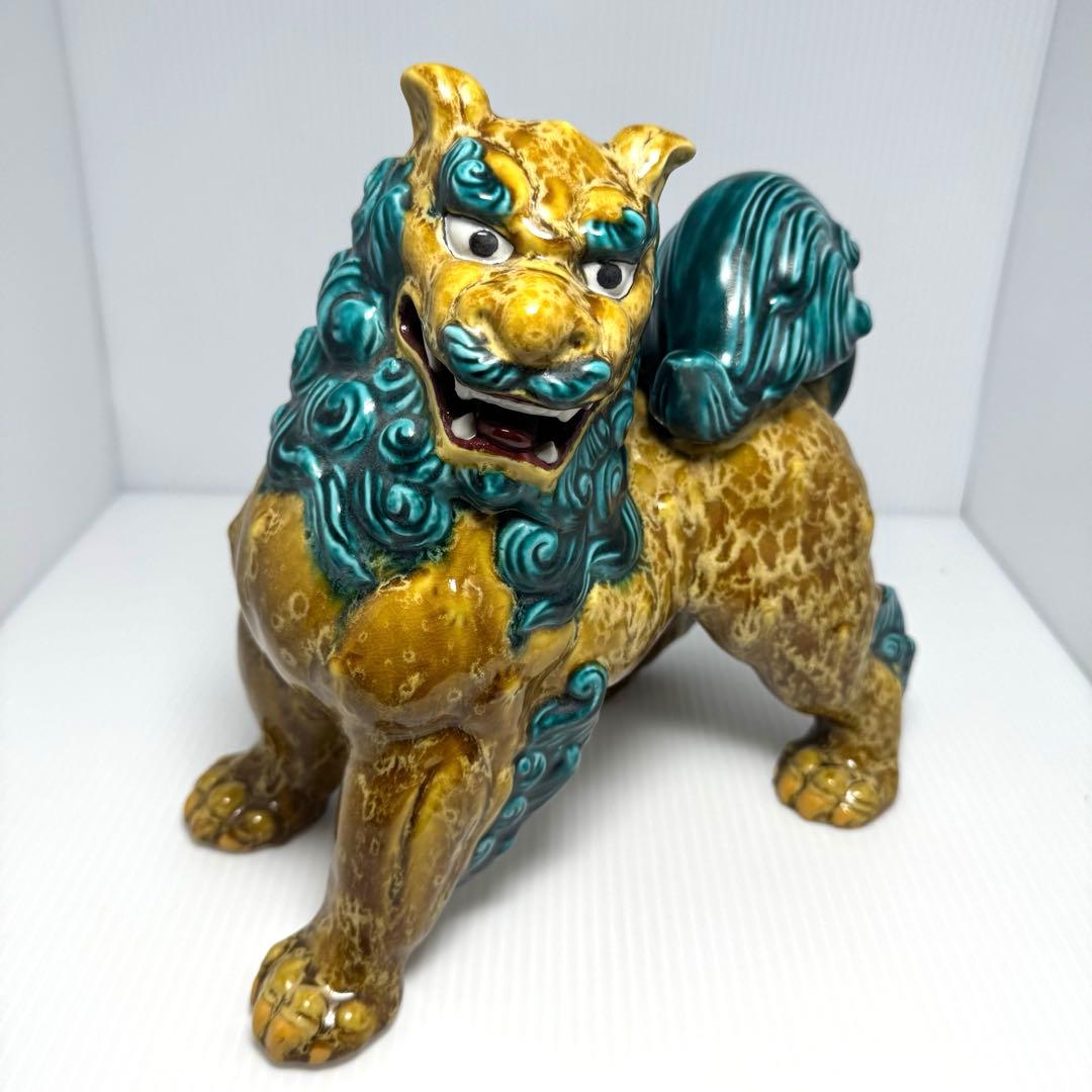 九谷焼 二代浅蔵五十吉作 獅子 置物 共箱 説明書 伝統工芸 魔除け 厄除け