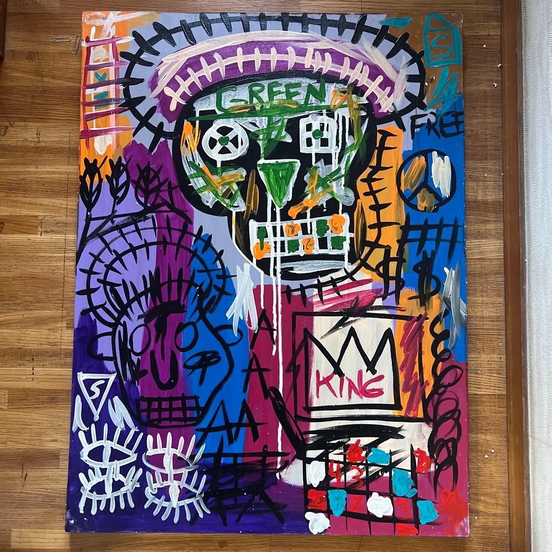 貴重　ジャン=ミシェル・バスキア 大型肉筆油彩画