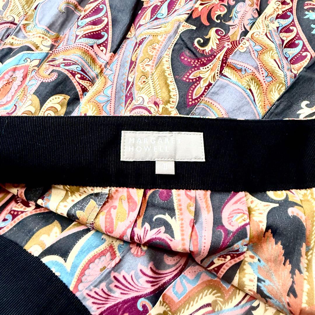 マーガレットハウエル　ペイズリー柄　プリント ナロープリーツ スカート