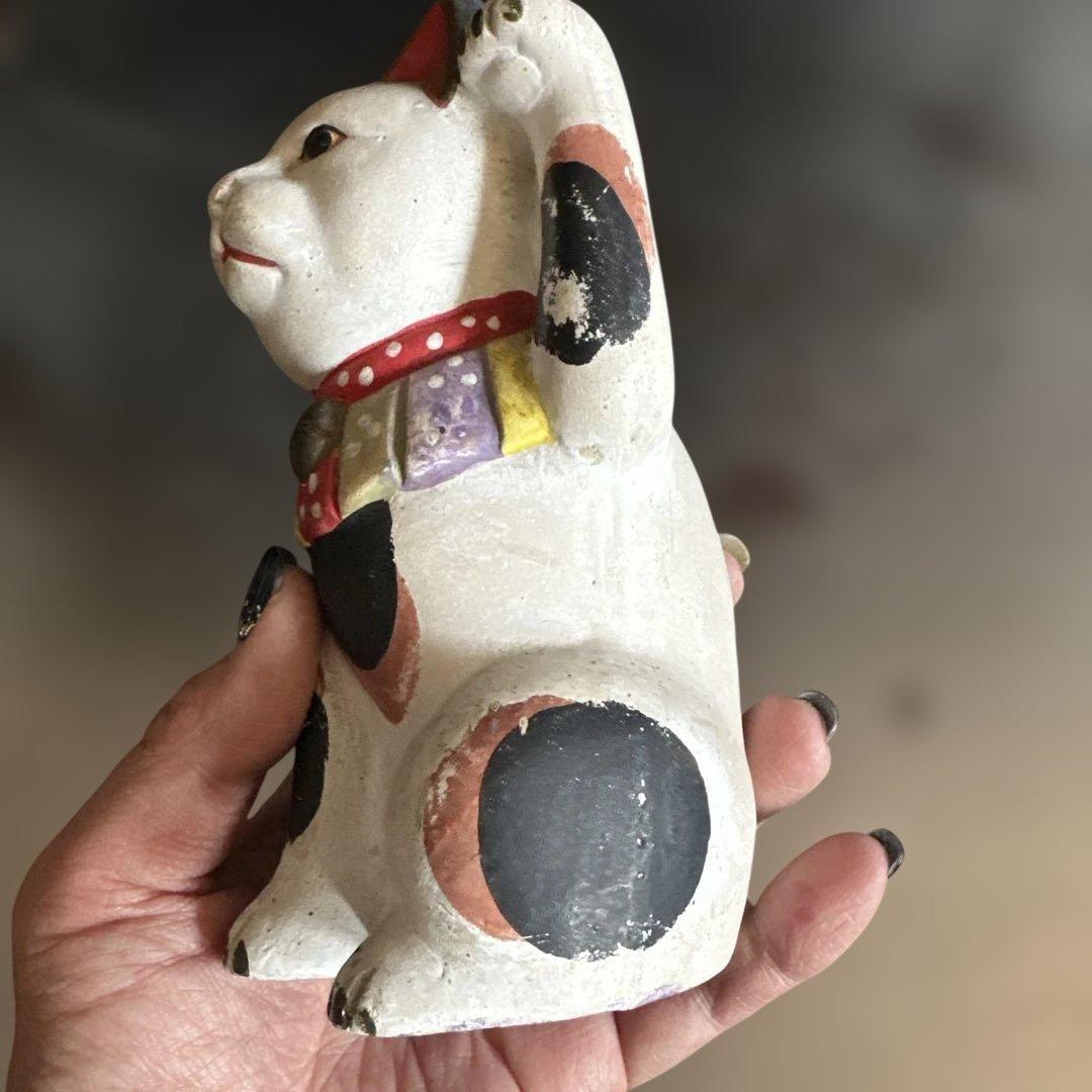 瀬戸焼　土人形　多色 招き猫 置物縁起物　猫　まねきねこ