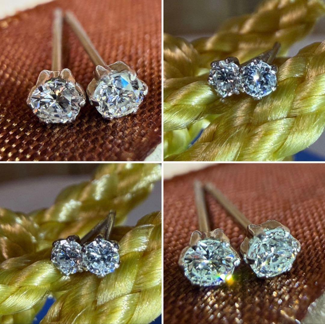 ゆるうさ様用！！【極上虹照一粒☆】ダイヤモンド　プラチナ　ピアス