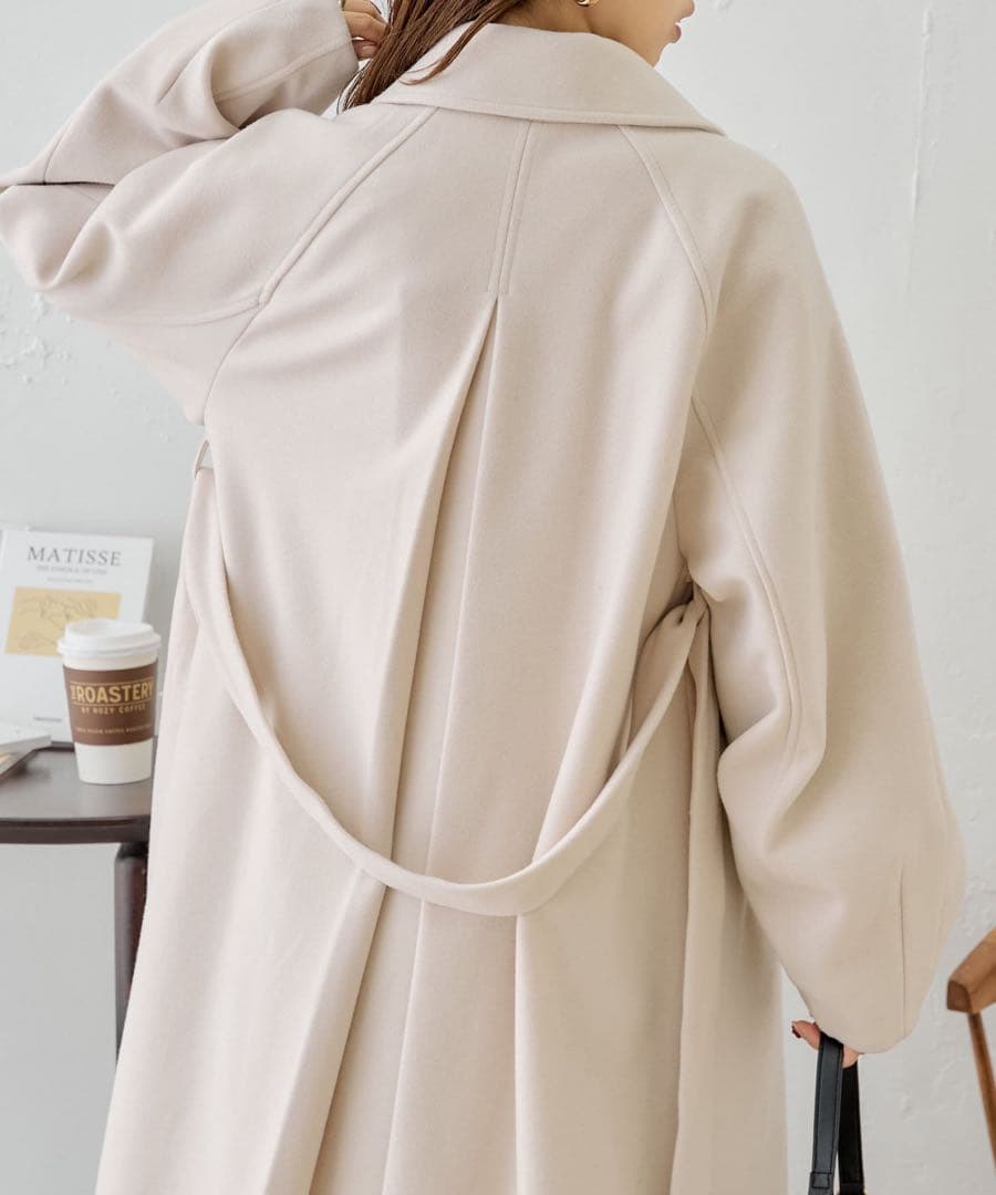 Chico 金釦ビッグカラーステンカラーロングコート