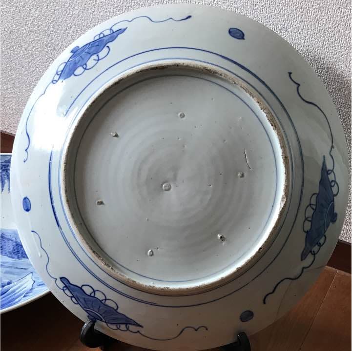 骨董品 染付 鯉 大皿 古伊万里
