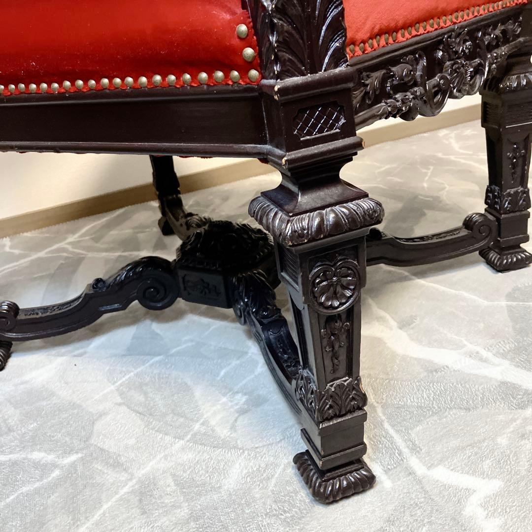 【玉座】 ネオバロック様式 ベルベット アームチェア ヴィンテージ 肘掛け 椅子