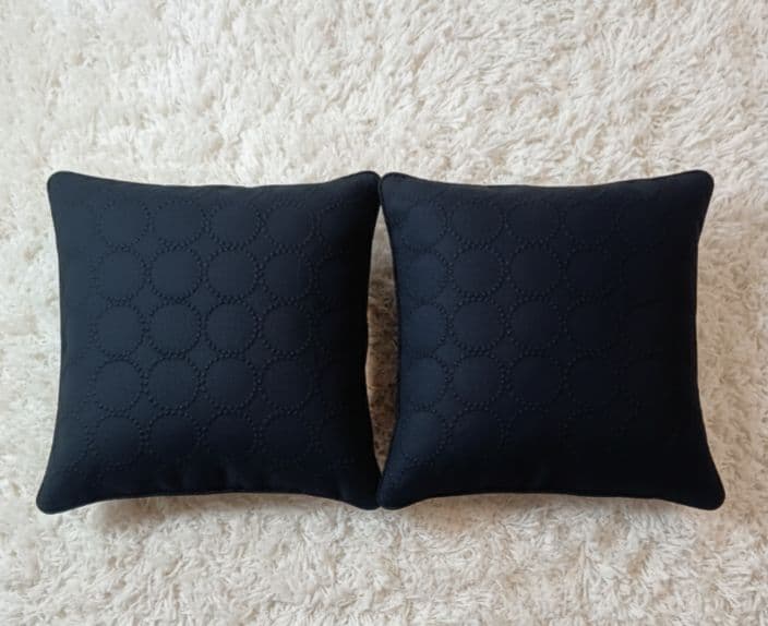 ぴよ吉♪❤dopタンバリン❤ black＆コットンリネン☆パイピングクッシ