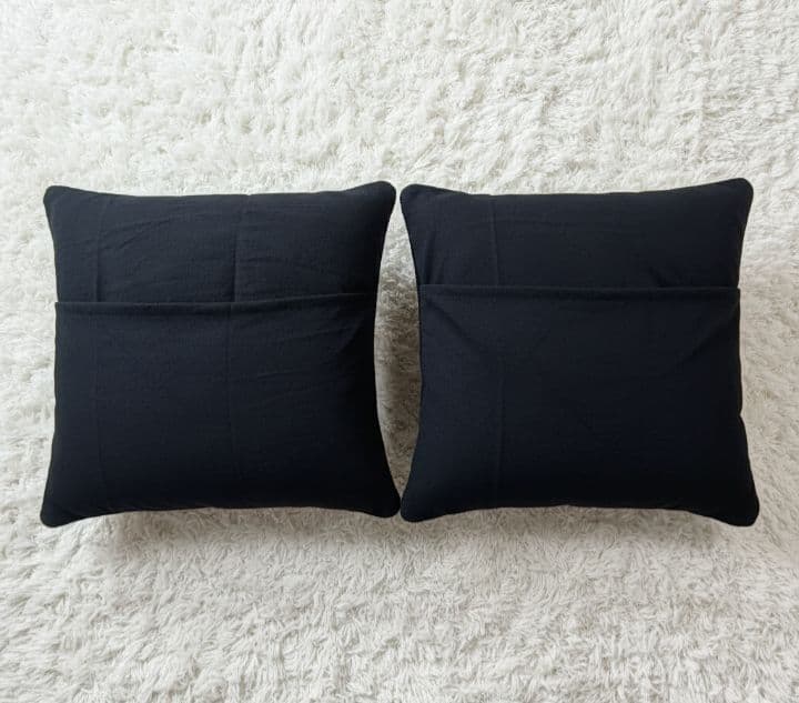 ぴよ吉♪❤dopタンバリン❤ black＆コットンリネン☆パイピングクッシ