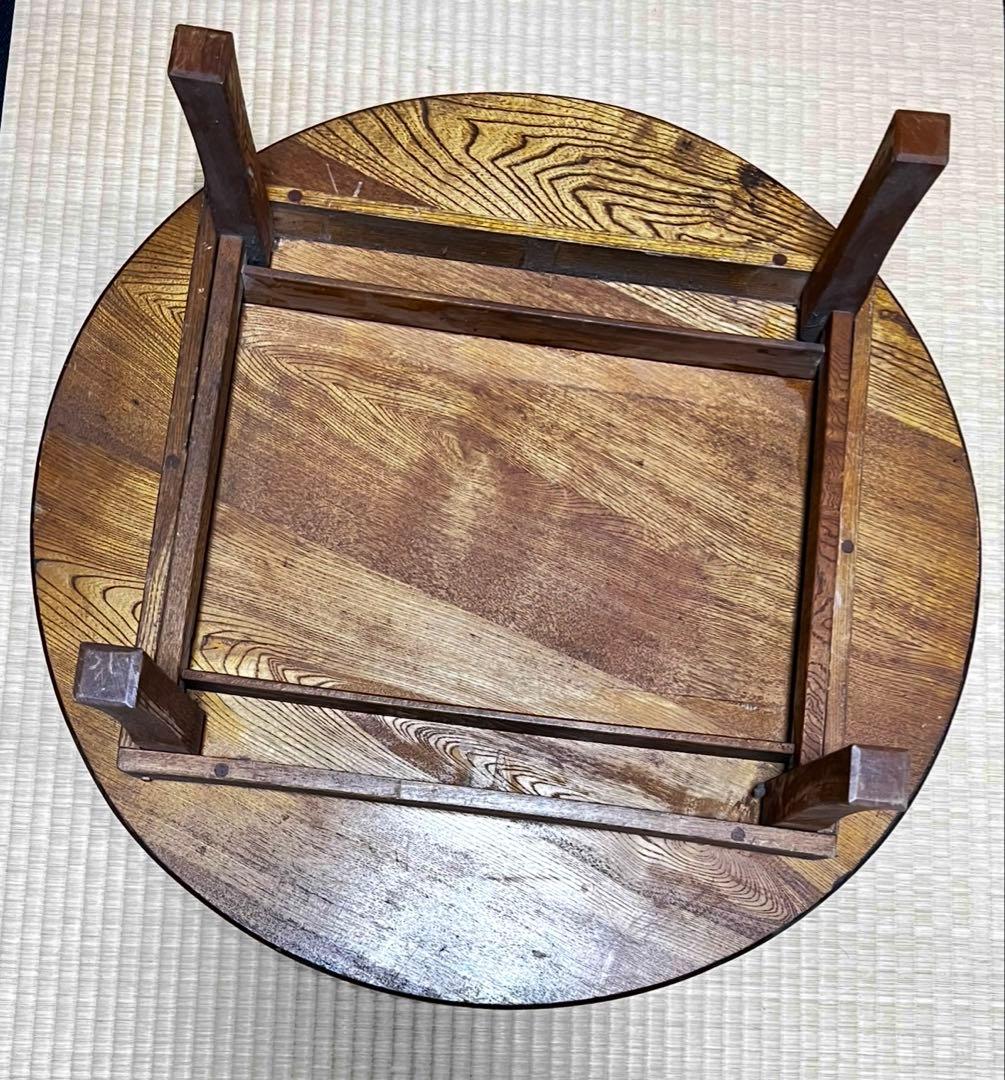 レトロ！円形木製座卓 ダークブラウン　61年前のものです！値下げ！アンティーク！