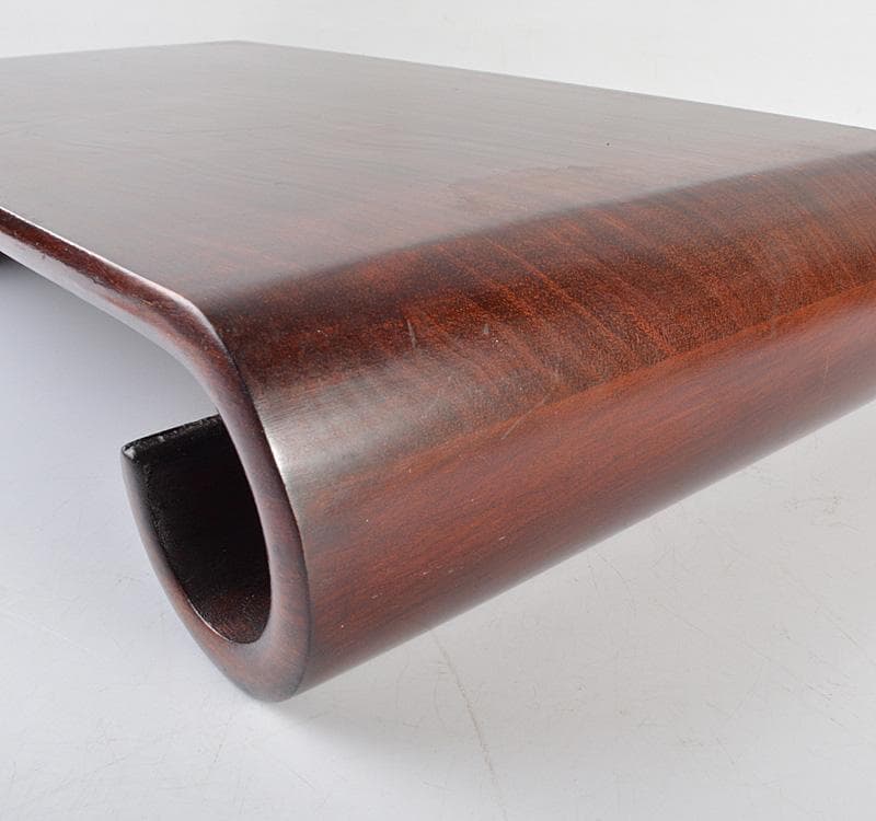 中国　唐木紫壇製　銀線象嵌　巻卓　平卓　飾台　香炉台　M　R4772C