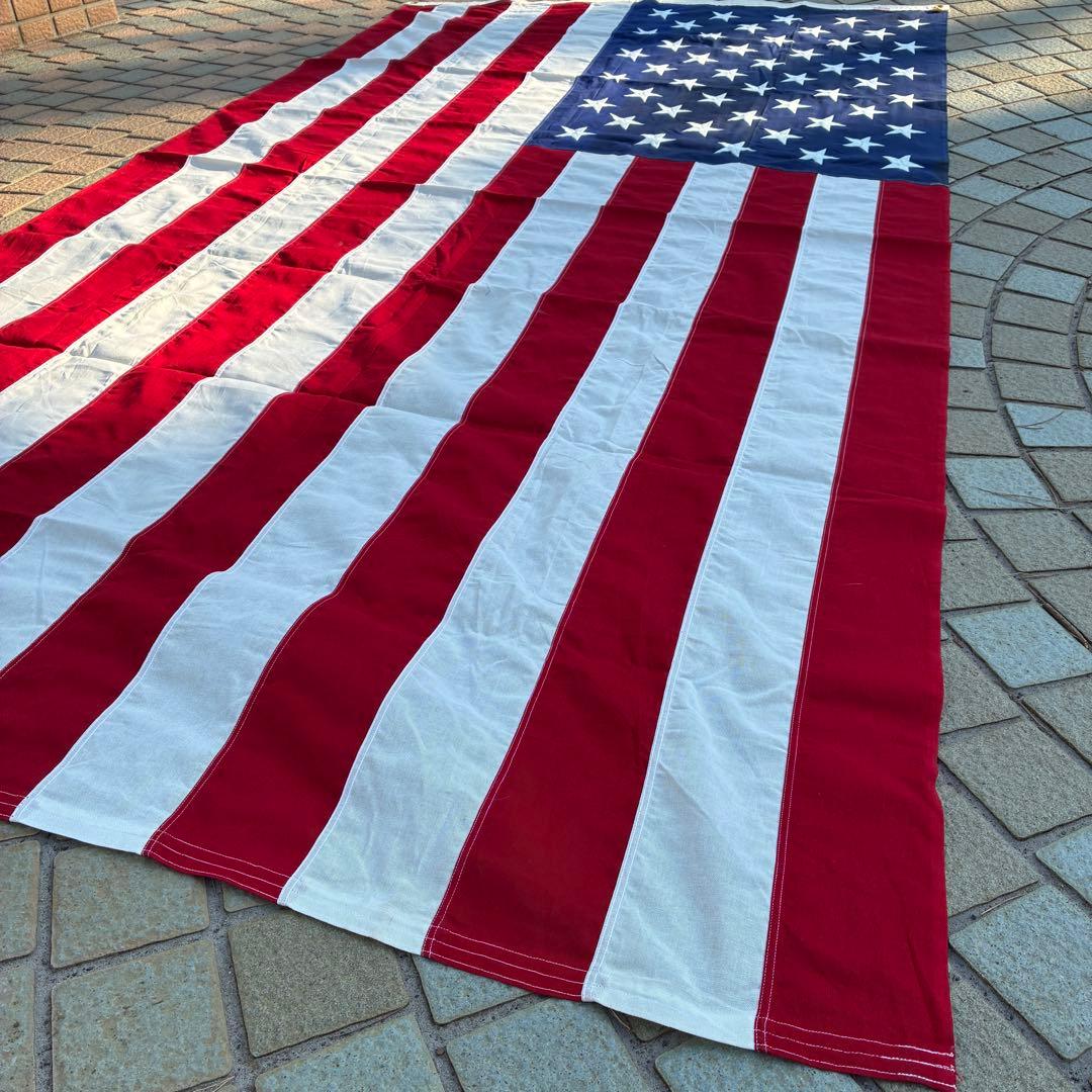 特大サイズ！BIG アメリカヴィンテージ星条旗刺繍フラッグ旗USA製アンティーク