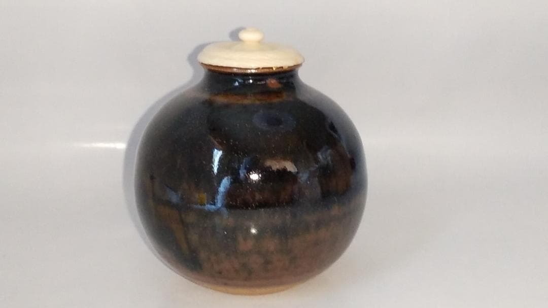 松本鉄山 松本鐵山 中興名物写 岩城文琳茶入 仕覆 浪花色白極緞子 共箱 新品