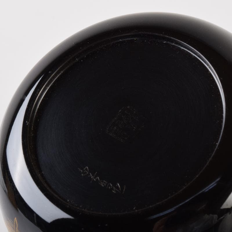 茶道具　輪島塗　前志芸男作　沈金若松鳥蒔絵　棗　共箱　V　7098