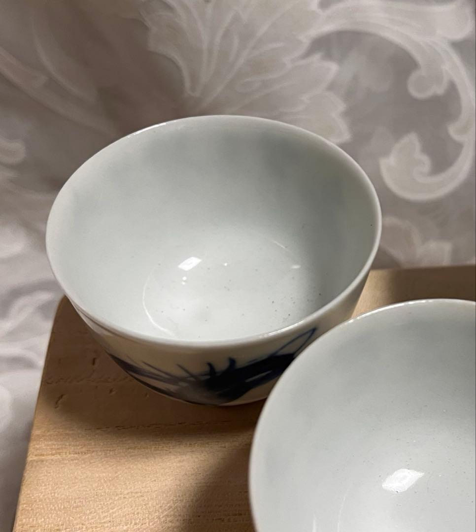 6代　高橋道八作　富岡鉄斎画　合作　煎茶椀5個　桐箱入り　骨董（１つホツ有り）