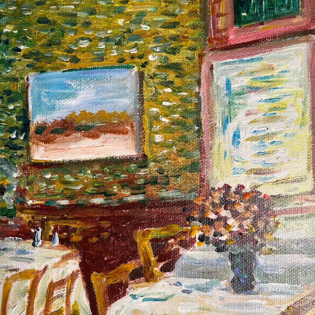 ★秀作★手書き油絵 ゴッホ レストラン内部 額付 絵画 インテリア 油彩画