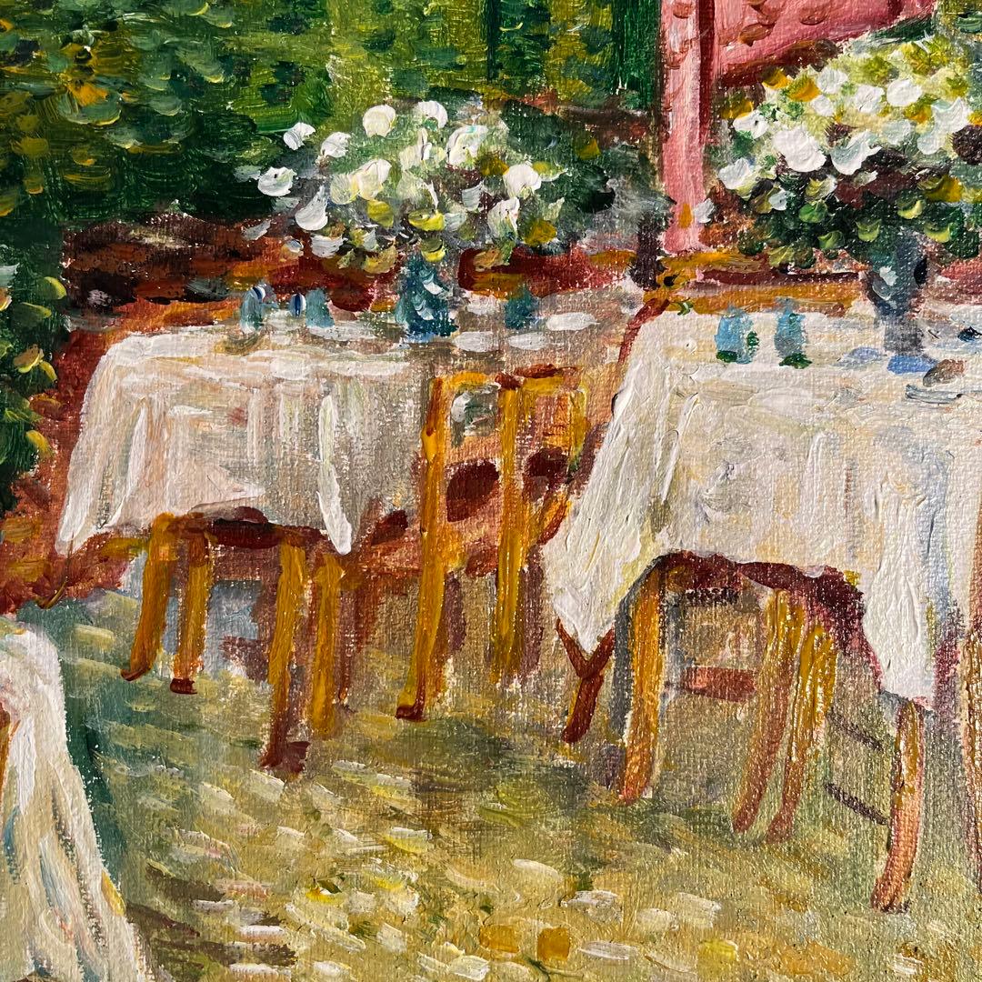 ★秀作★手書き油絵 ゴッホ レストラン内部 額付 絵画 インテリア 油彩画