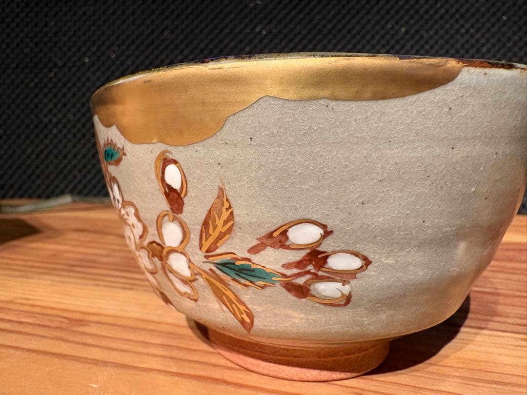 京焼 清水焼 加藤松香 桜絵 茶碗 四月 茶道具 共箱 栞付き