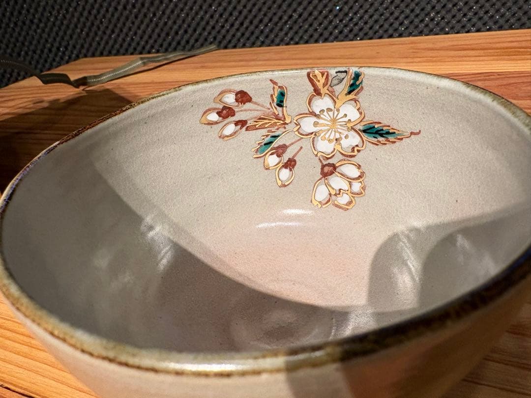 京焼 清水焼 加藤松香 桜絵 茶碗 四月 茶道具 共箱 栞付き