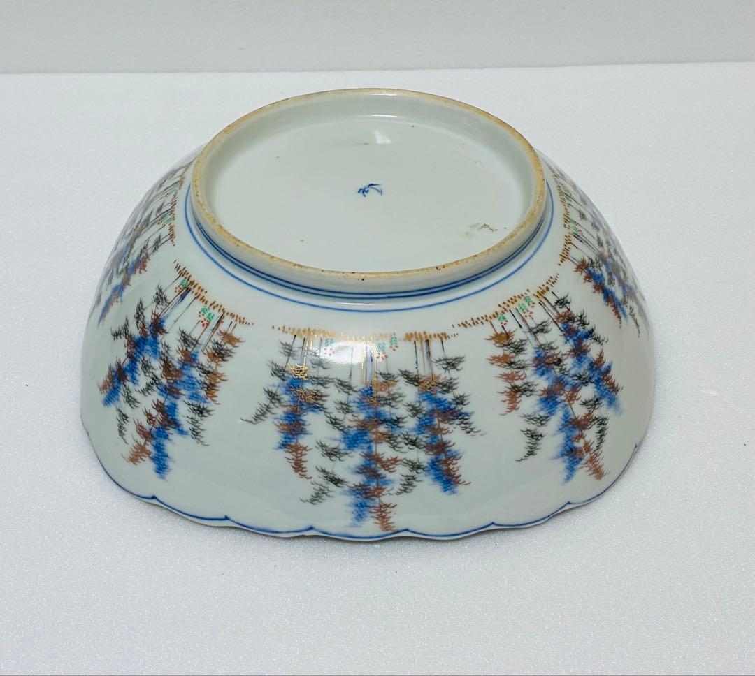 明治 香蘭社 有田焼 オールド香蘭社 代表意匠 色絵竹林鮎文 大鉢