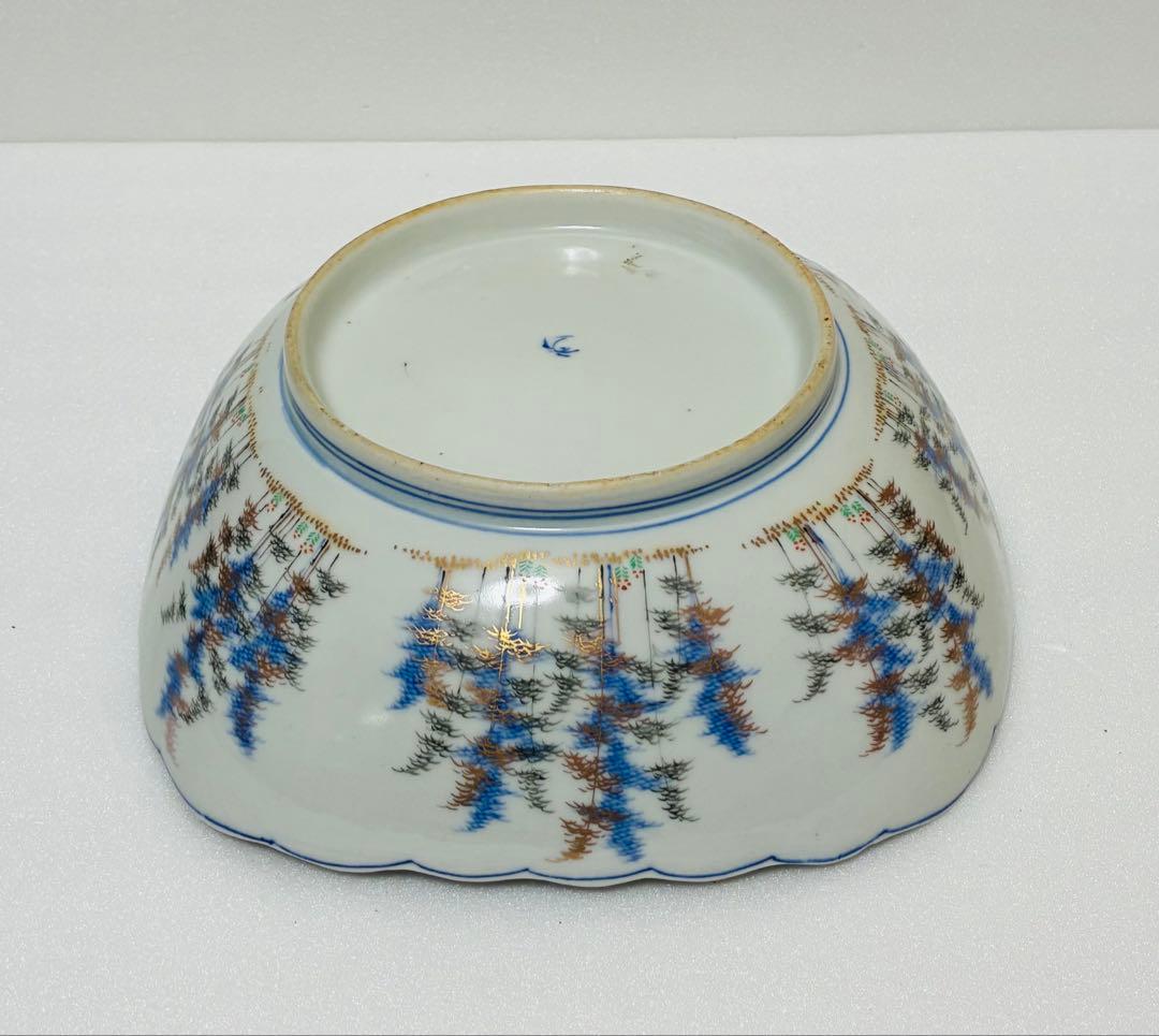 明治 香蘭社 有田焼 オールド香蘭社 代表意匠 色絵竹林鮎文 大鉢